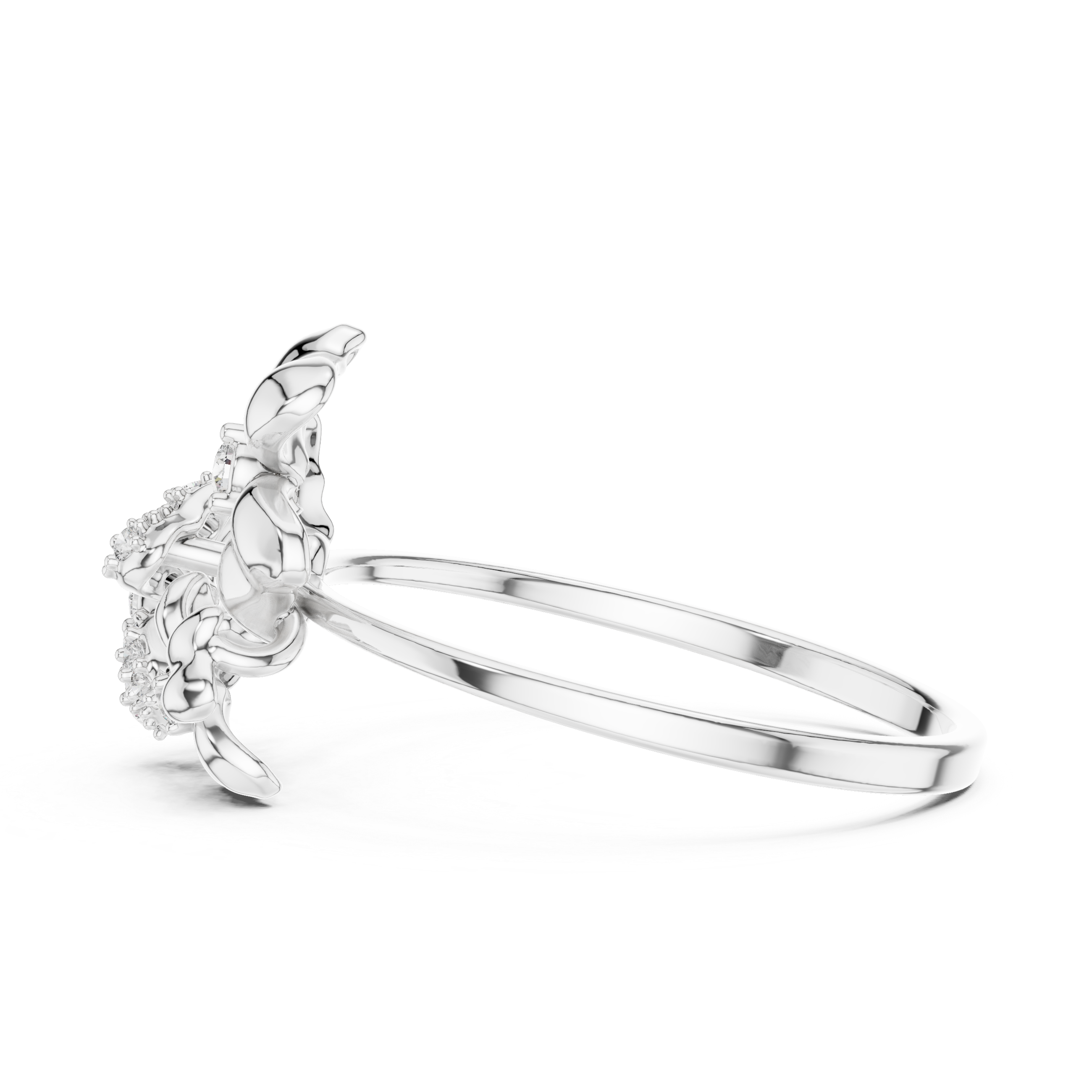 Three Flower Diamond Ring