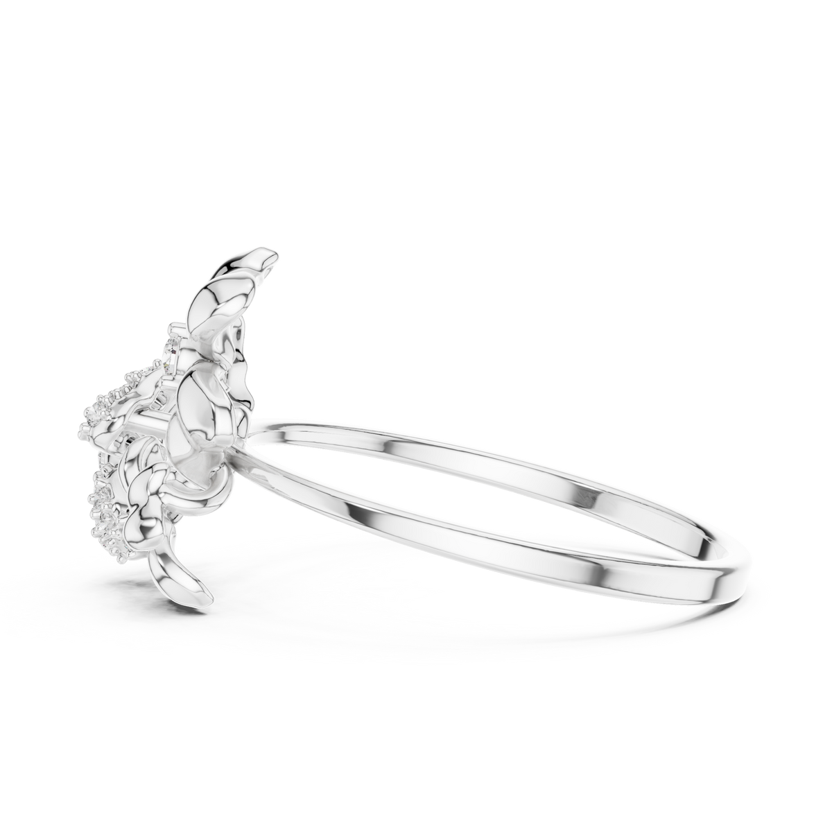 Three Flower Cluster Diamond Ring