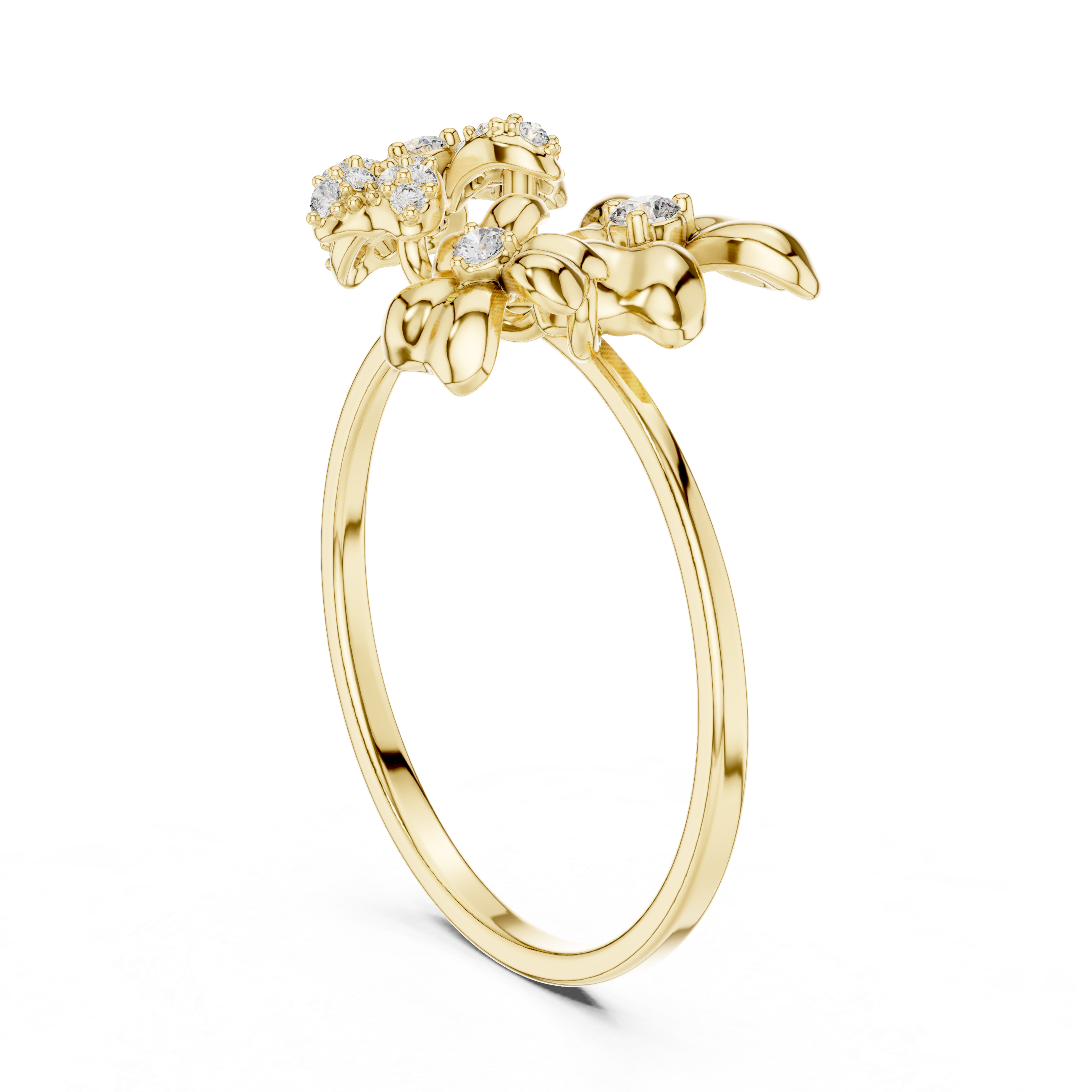 Three Flower Diamond Ring