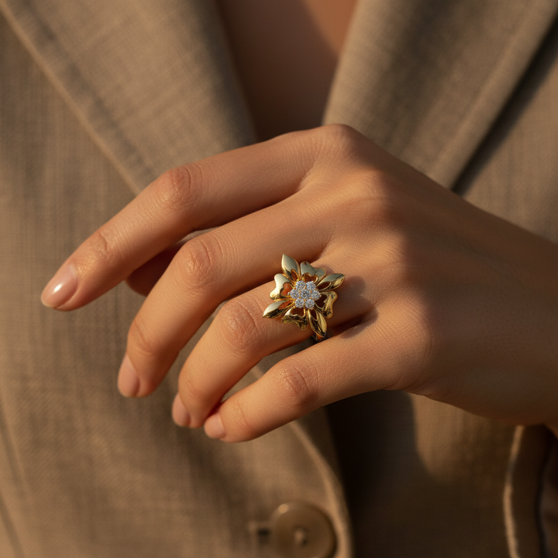 Floral Cluster Diamond Ring