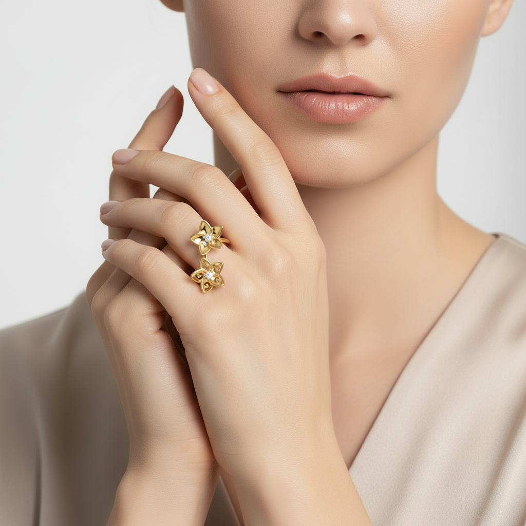 Blossom Dual Flower Diamond Ring