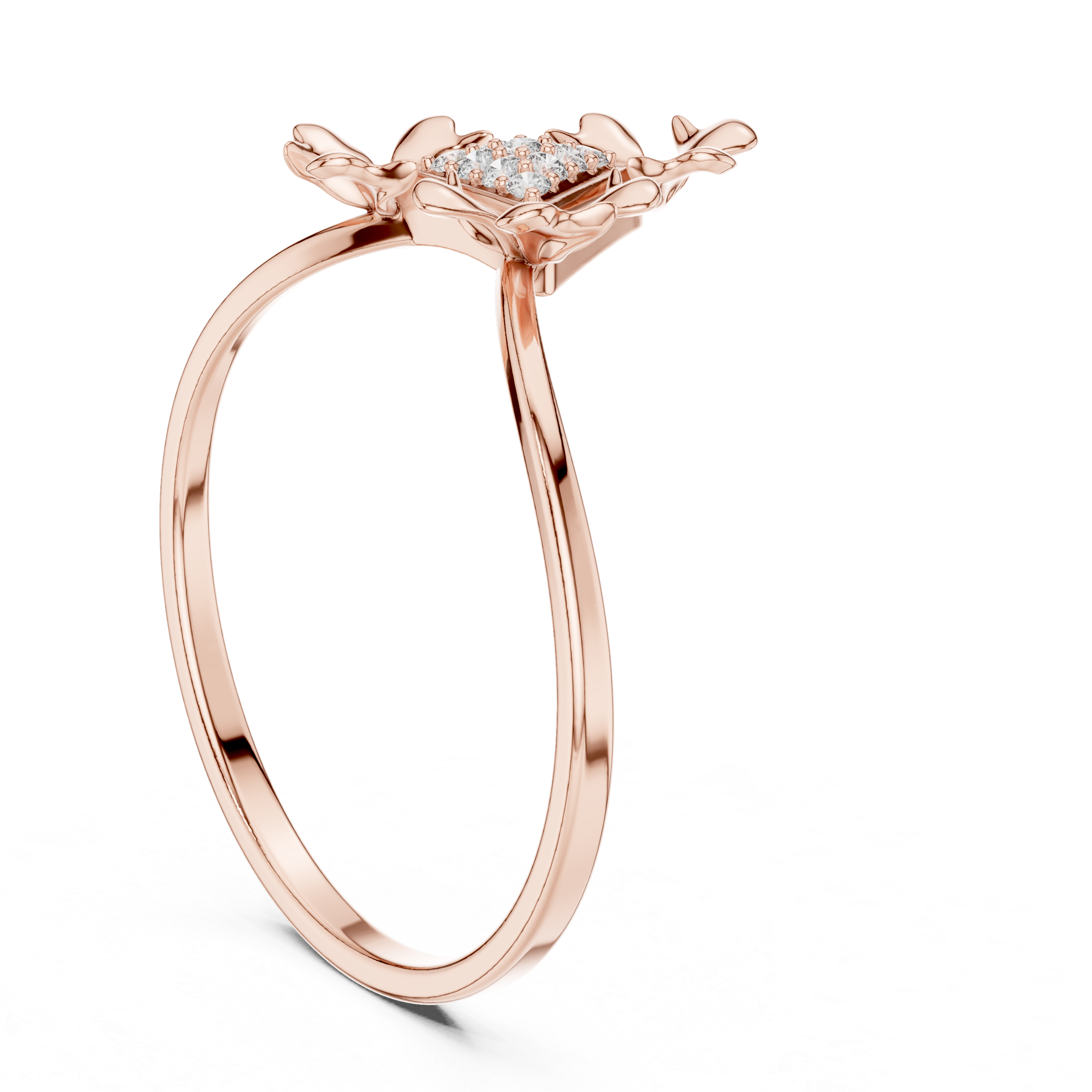 Tri-Leaf Diamond Bloom Ring