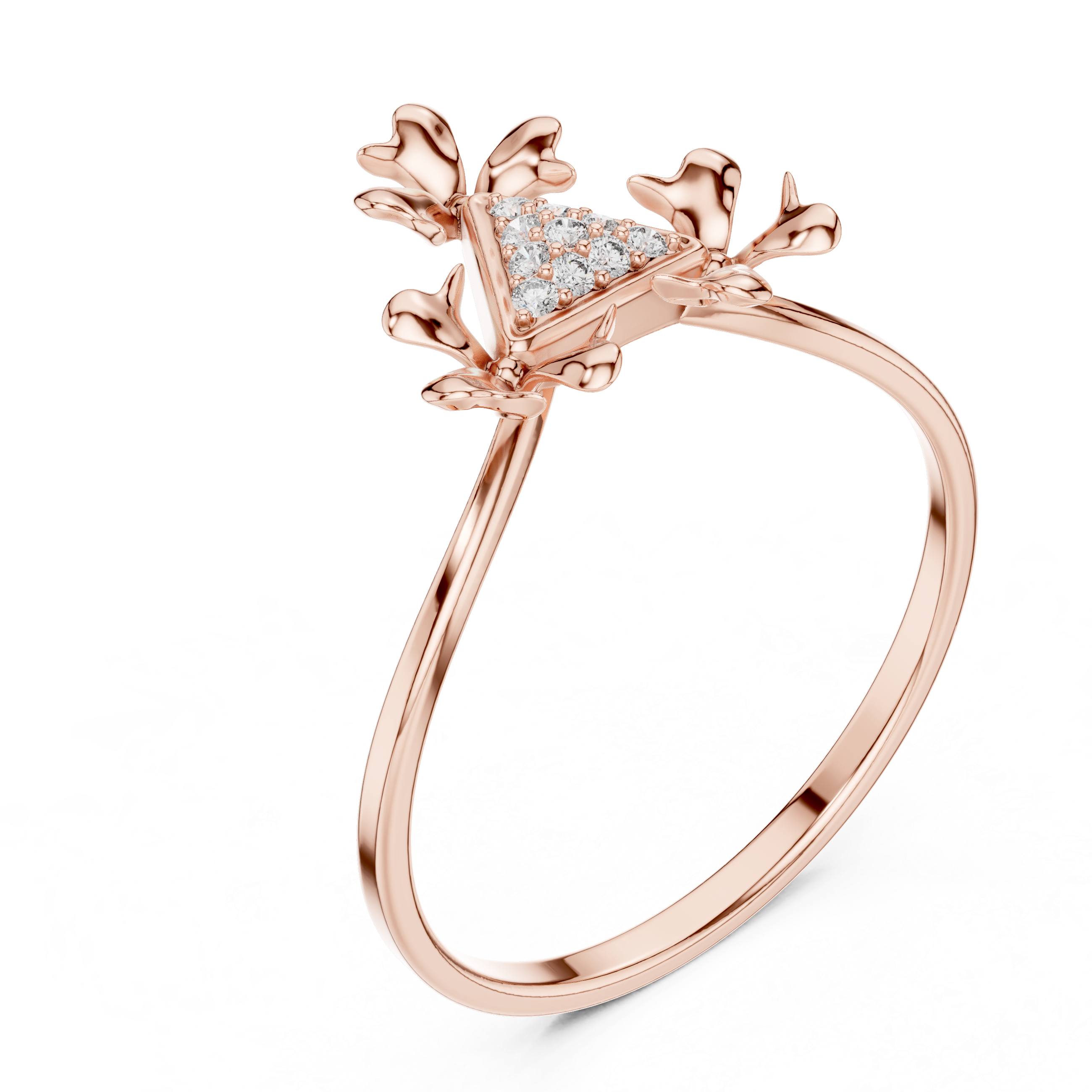 Tri-Leaf Diamond Bloom Ring