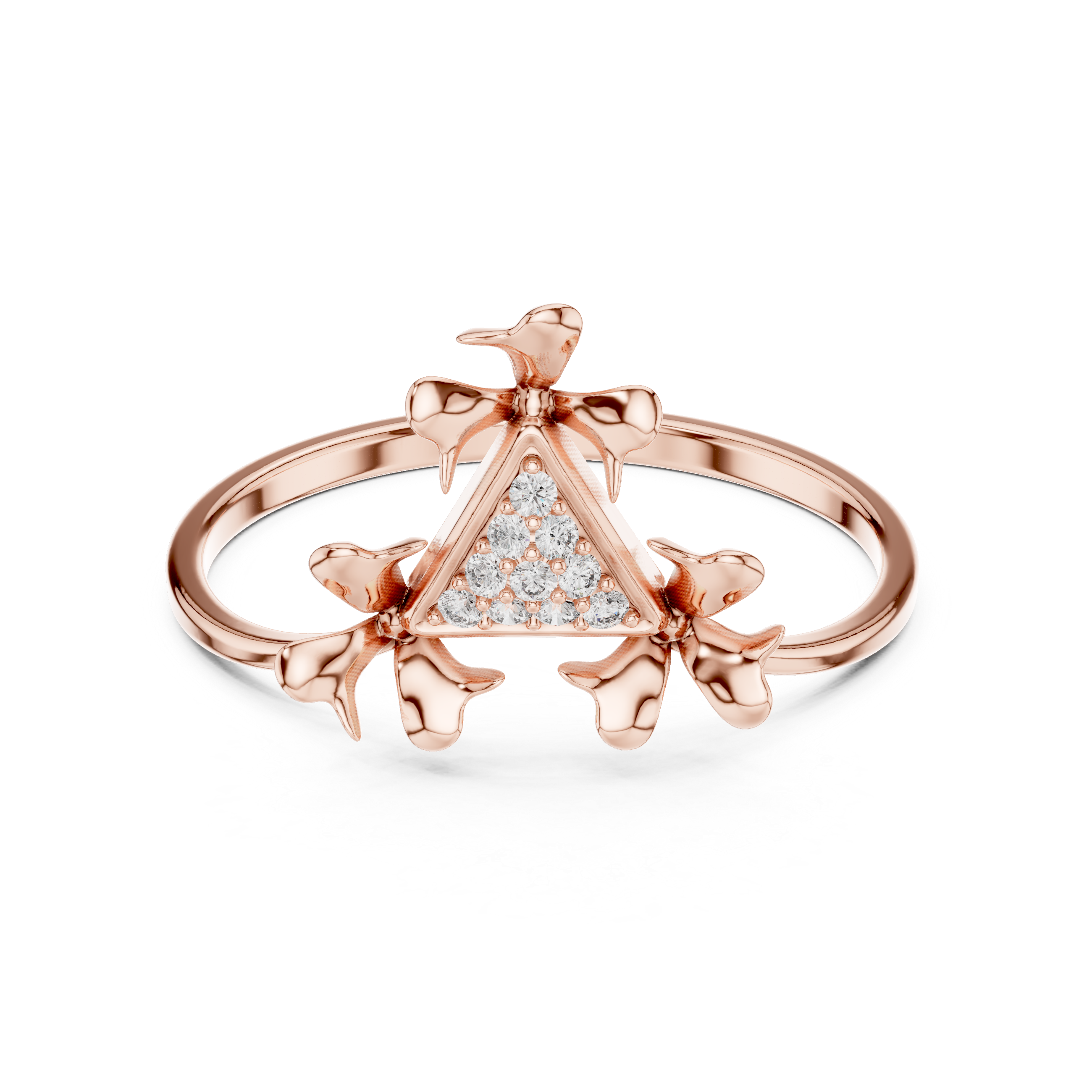 Tri-Leaf Diamond Bloom Ring