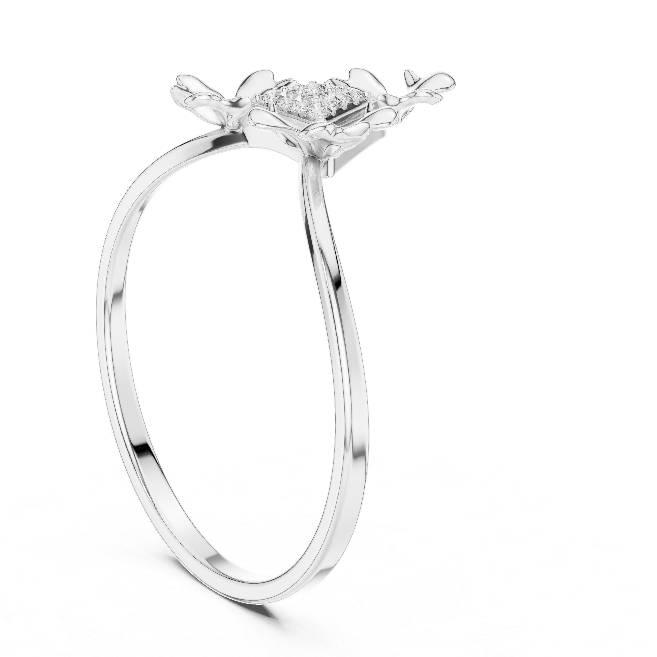 Tri-Leaf Diamond Bloom Ring