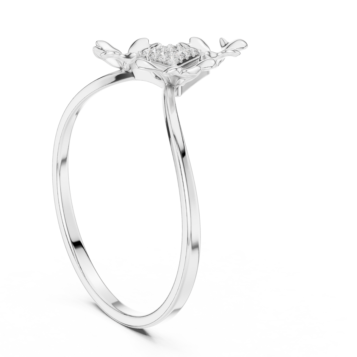 Tri-Leaf Diamond Bloom Ring