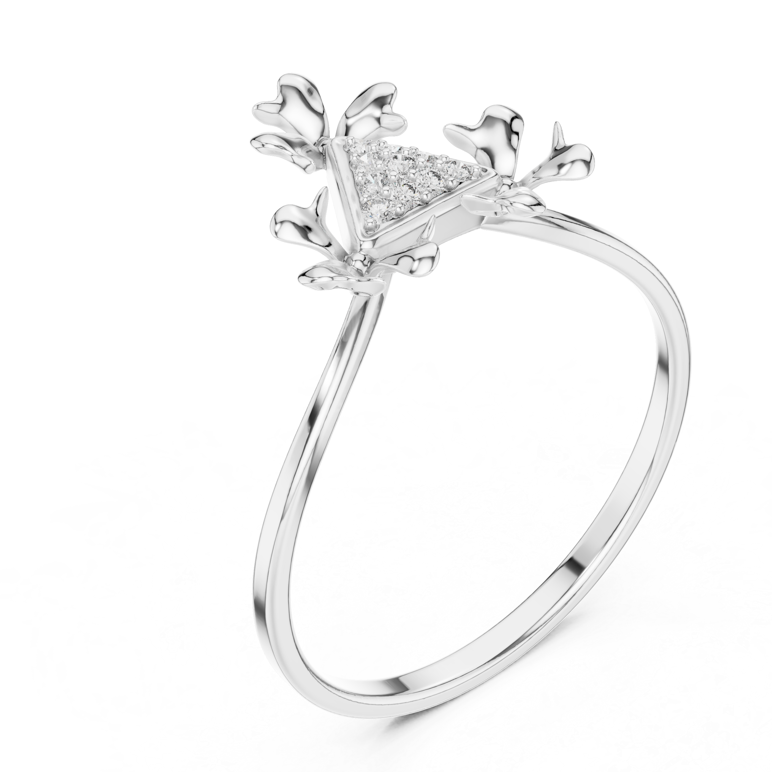Tri-Leaf Diamond Bloom Ring