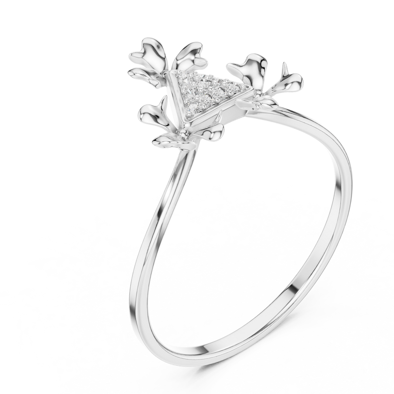 Tri-Leaf Diamond Bloom Ring