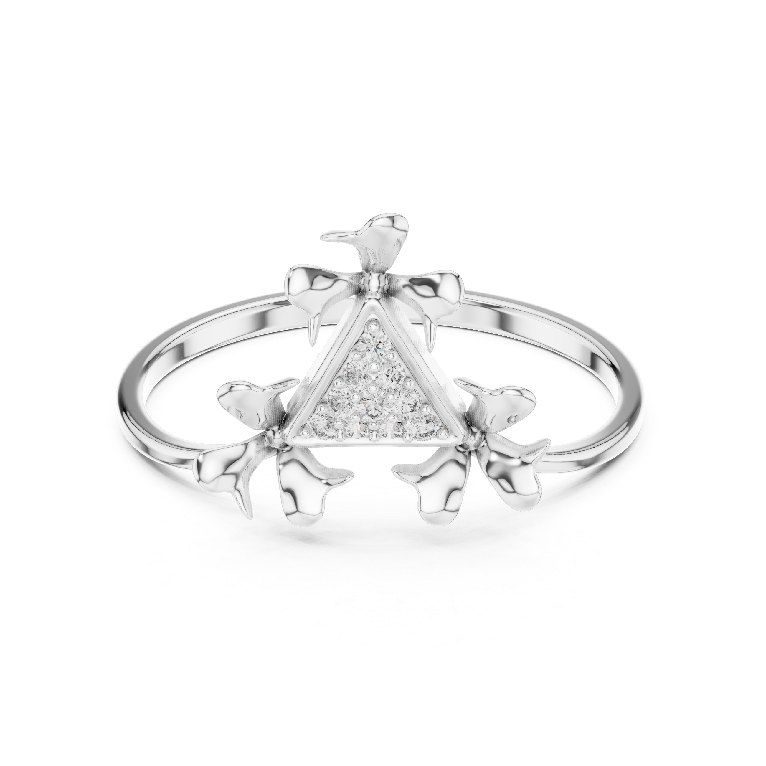 Tri-Leaf Diamond Bloom Ring