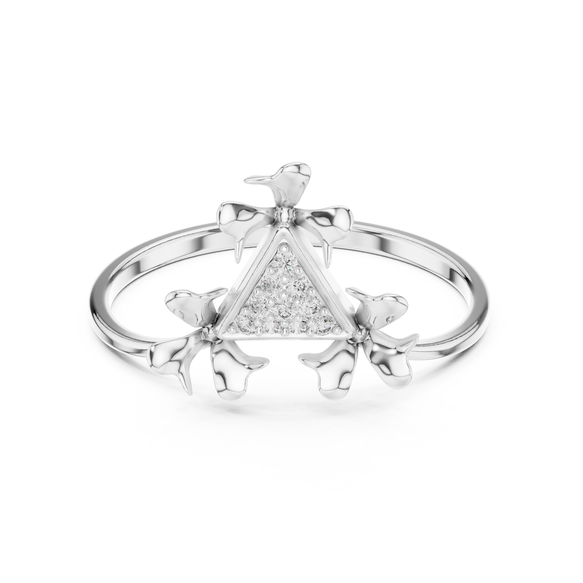 Tri-Leaf Diamond Bloom Ring