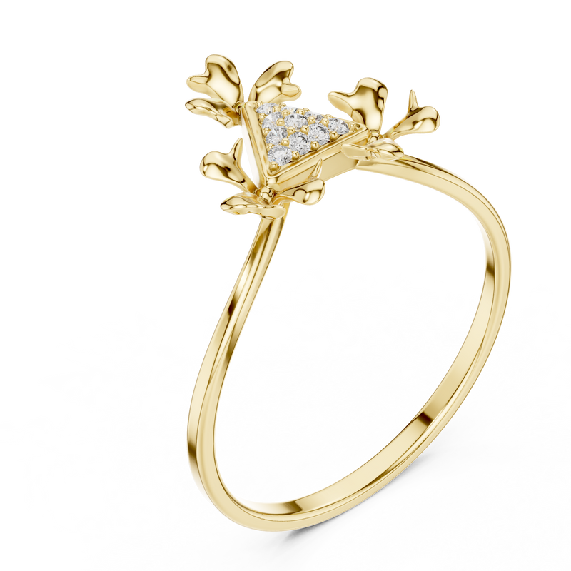 Tri-Leaf Diamond Bloom Ring