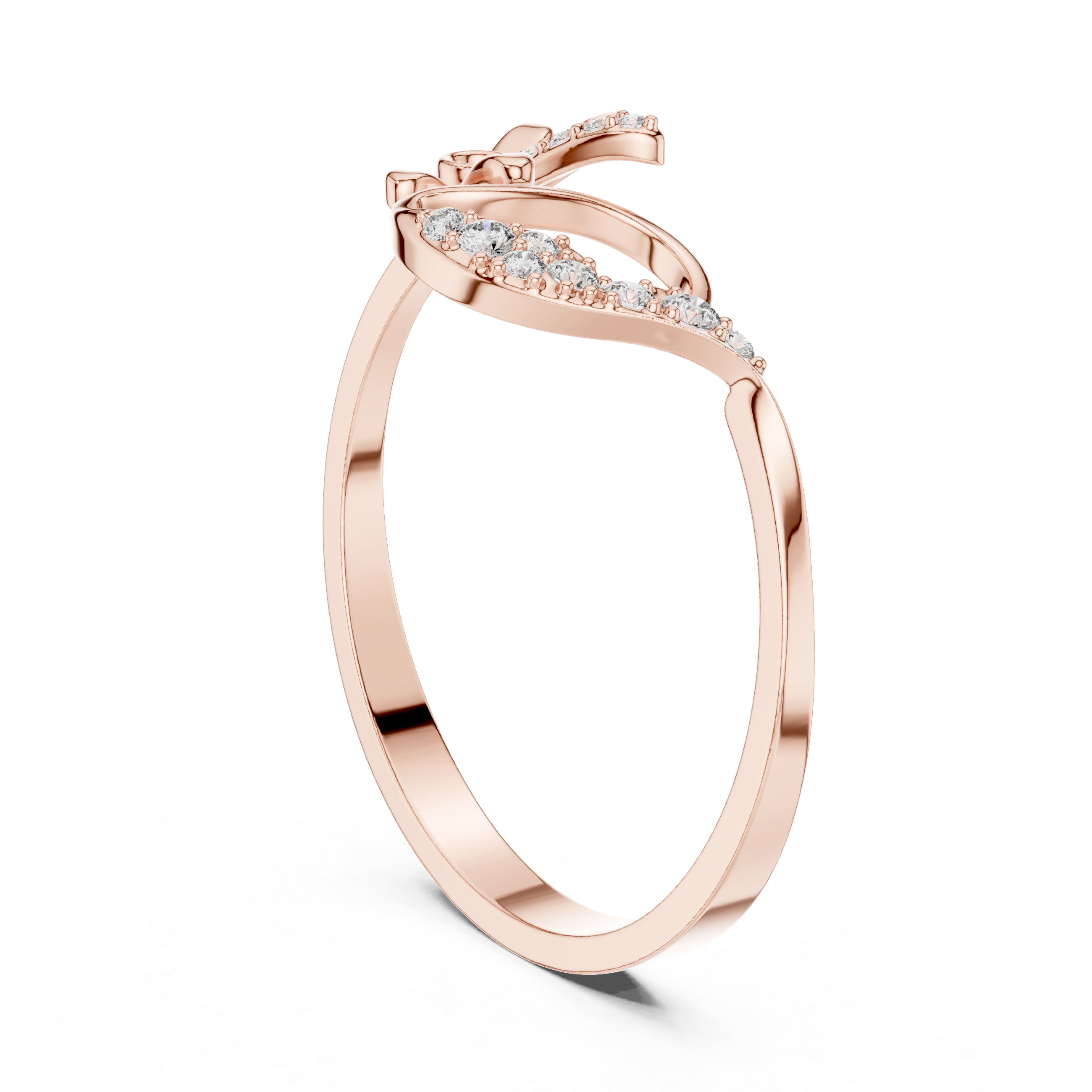 Floral Leaf Diamond Harmony Ring