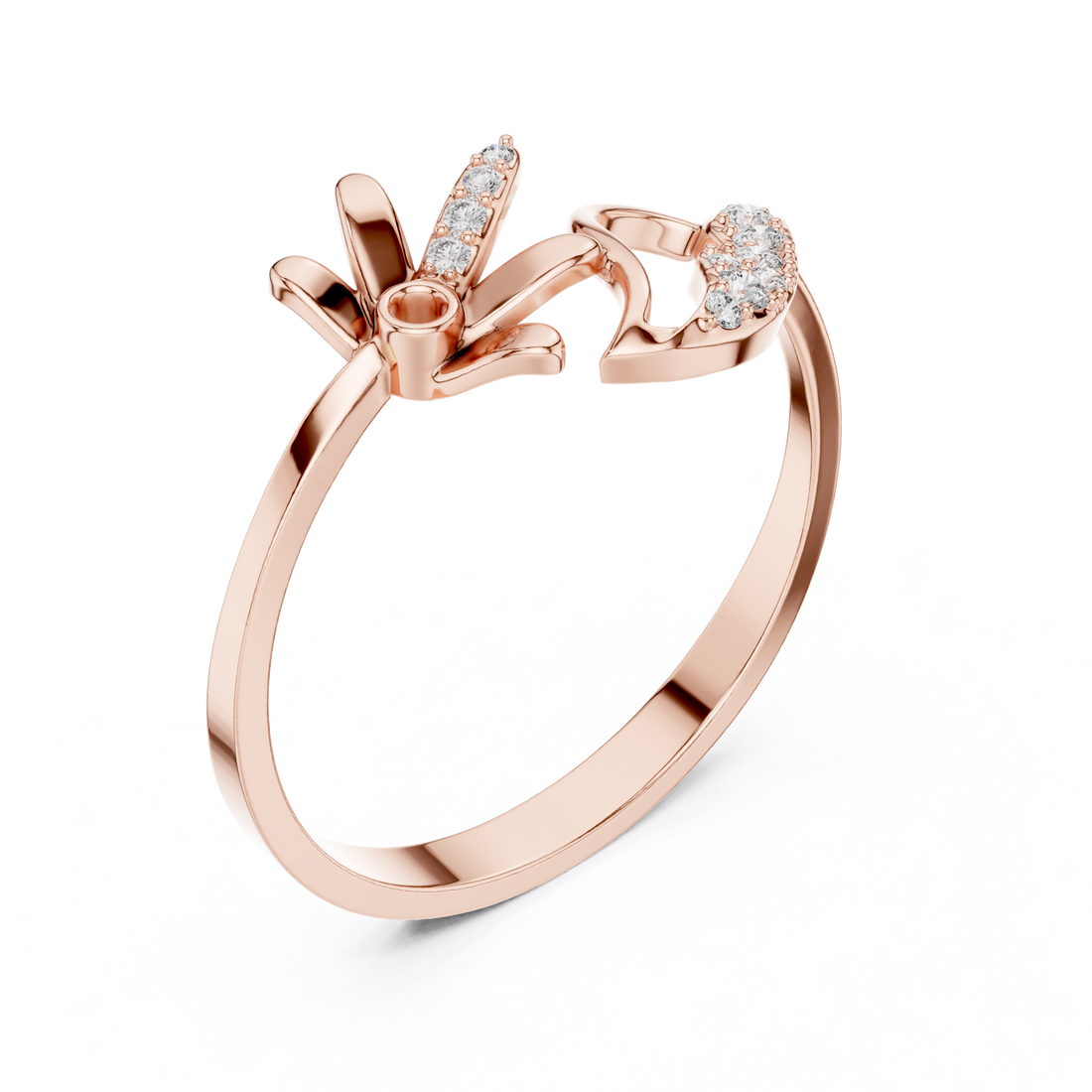 Floral Leaf Diamond Harmony Ring