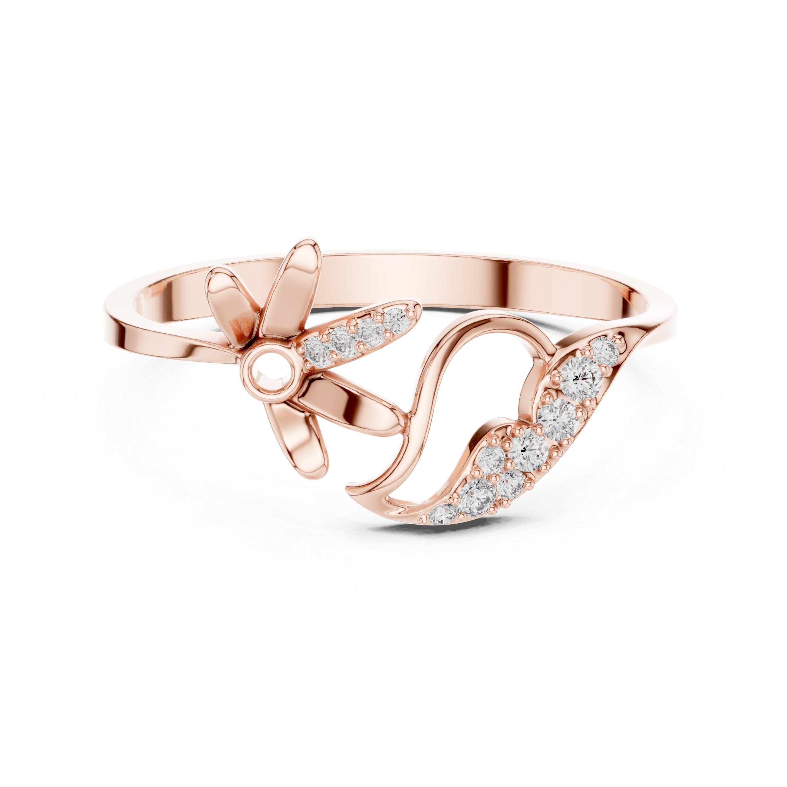 Floral Leaf Diamond Harmony Ring