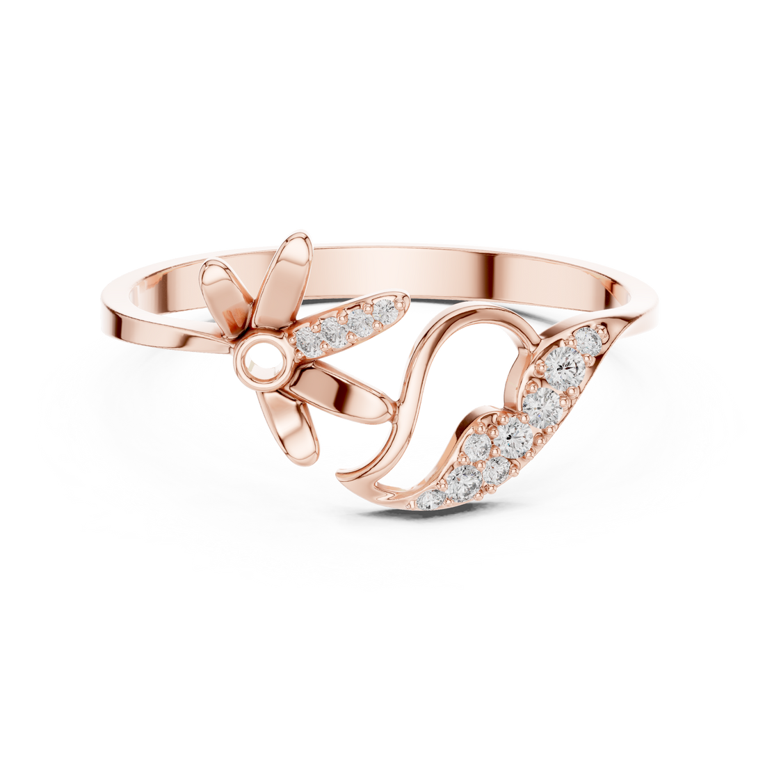 Floral Leaf Diamond Harmony Ring