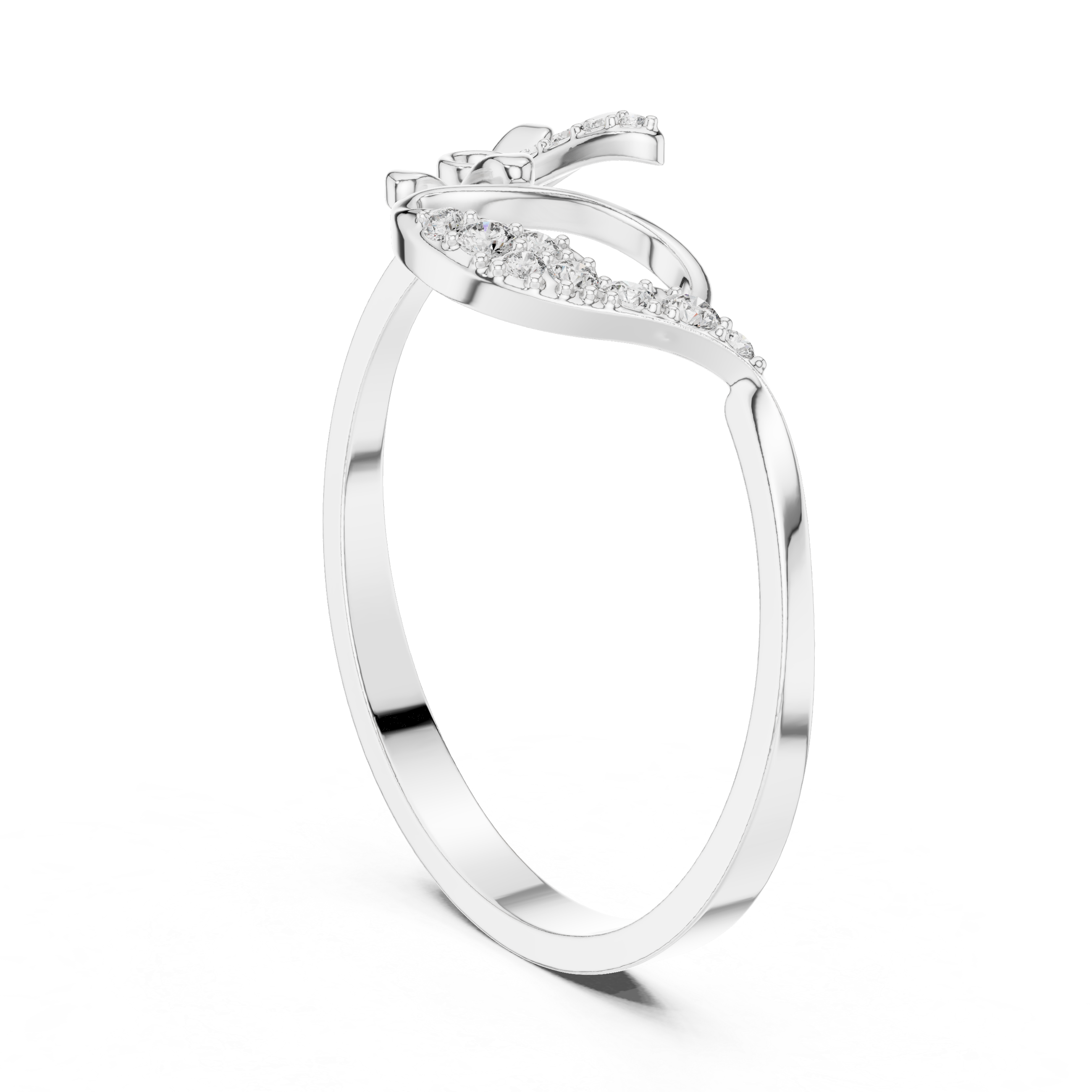 Floral Leaf Diamond Harmony Ring