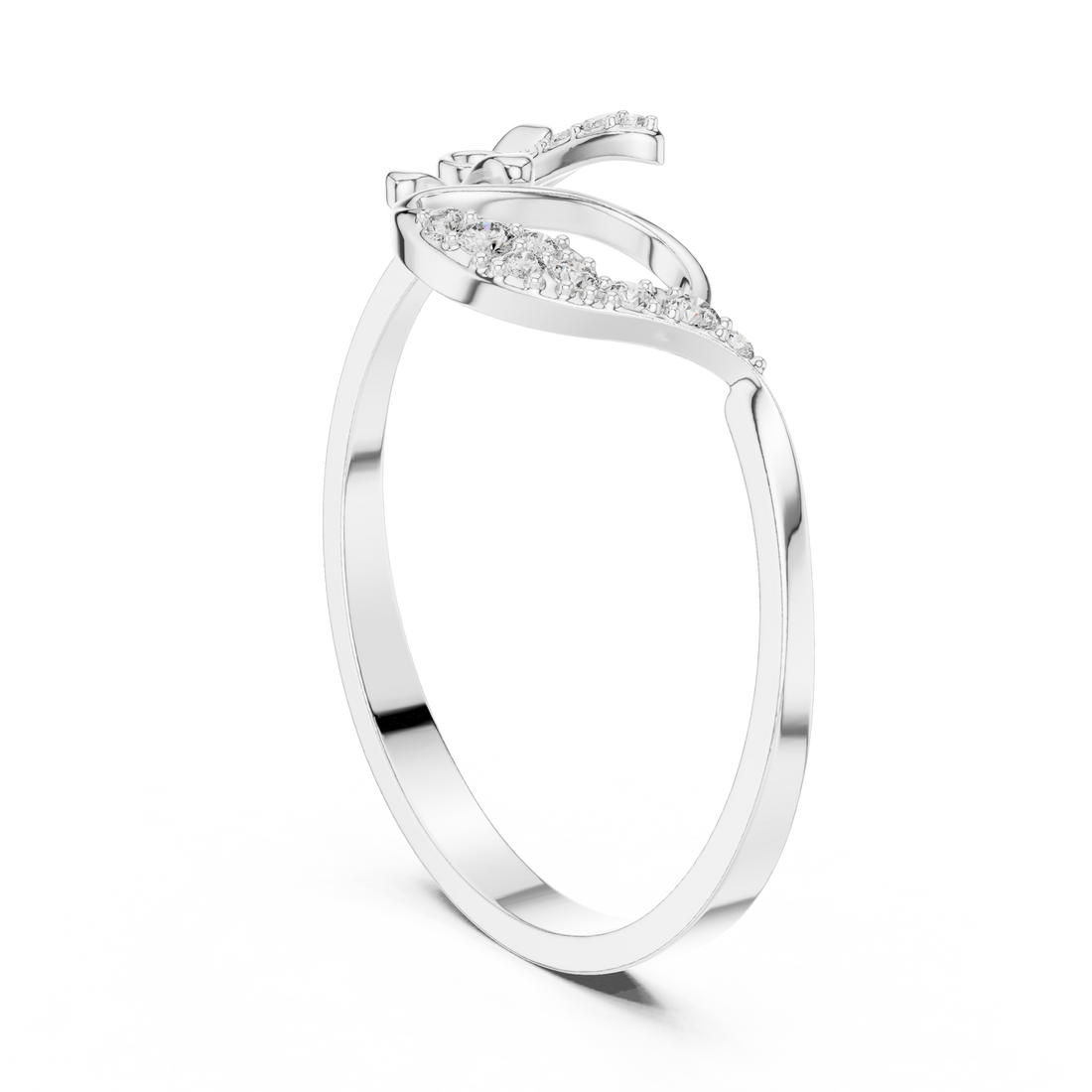 Floral Leaf Diamond Harmony Ring