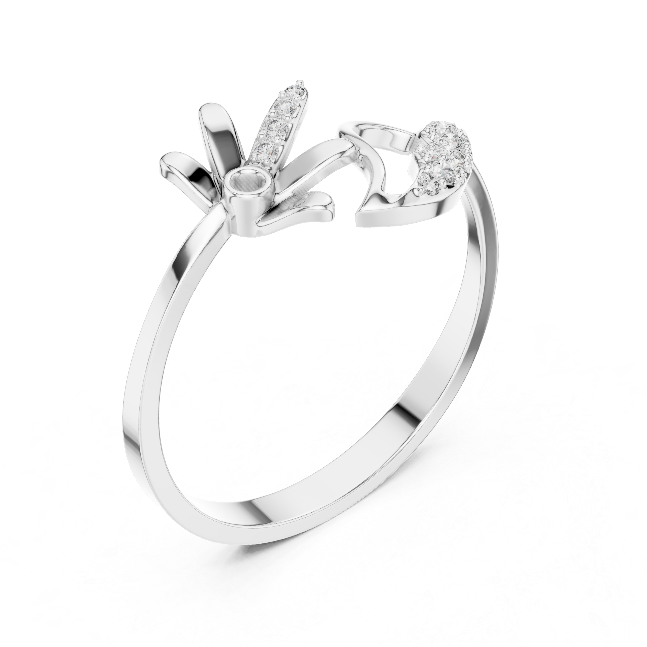 Floral Leaf Diamond Harmony Ring