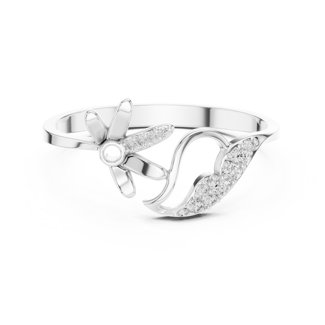 Floral Leaf Diamond Harmony Ring