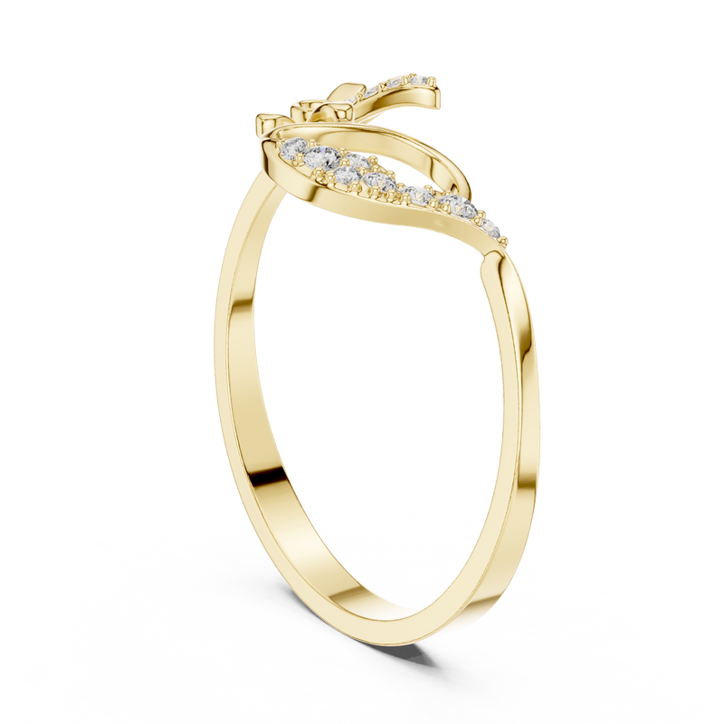 Floral Leaf Diamond Harmony Ring