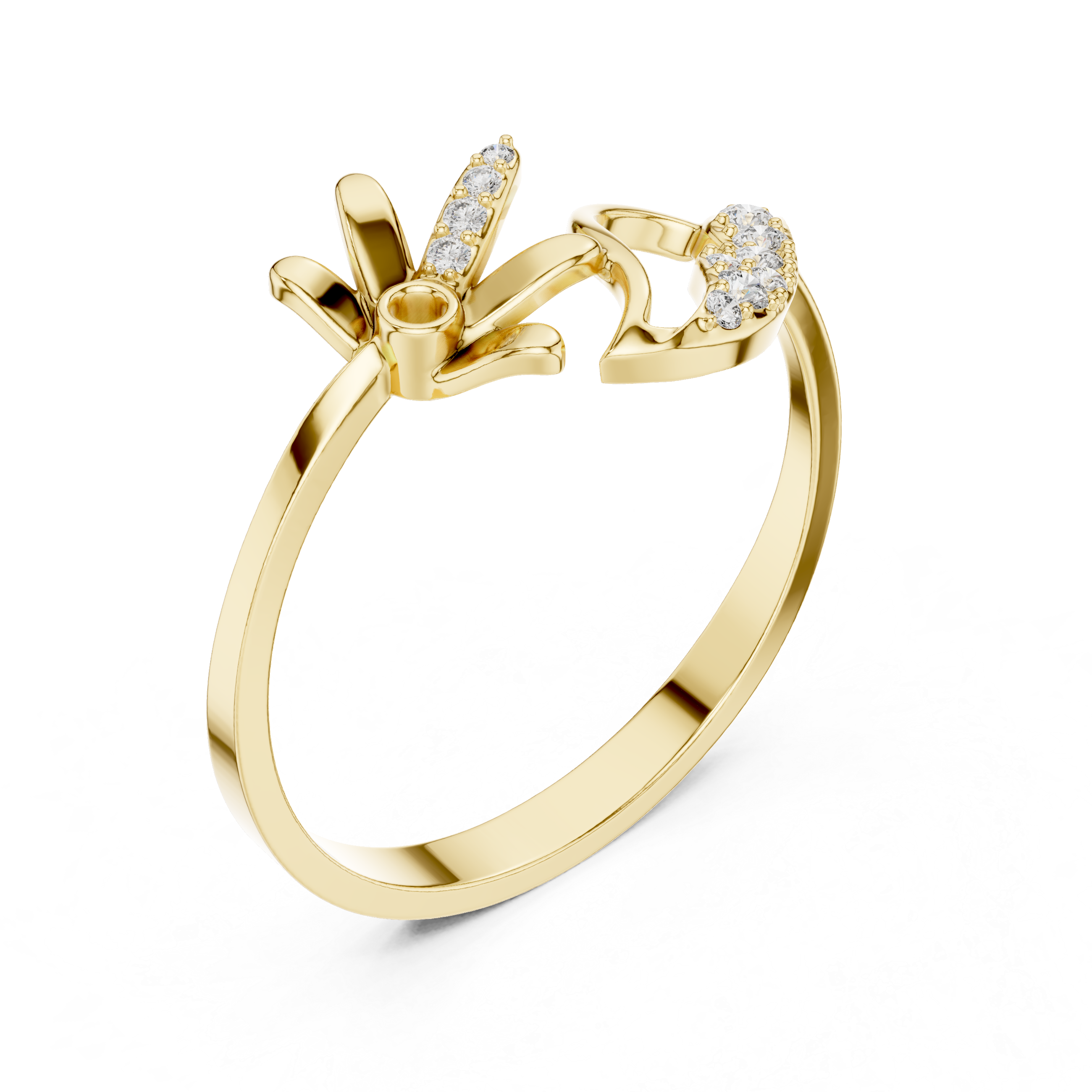 Floral Leaf Diamond Harmony Ring