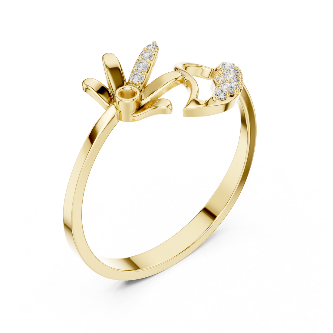 Floral Leaf Diamond Harmony Ring