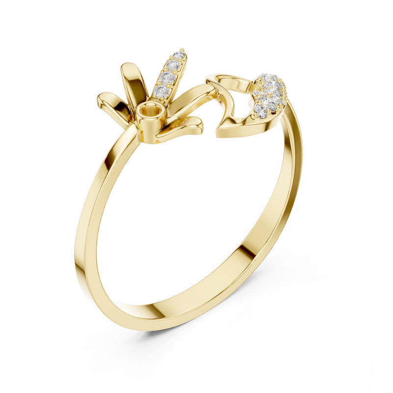 Floral Leaf Diamond Harmony Ring