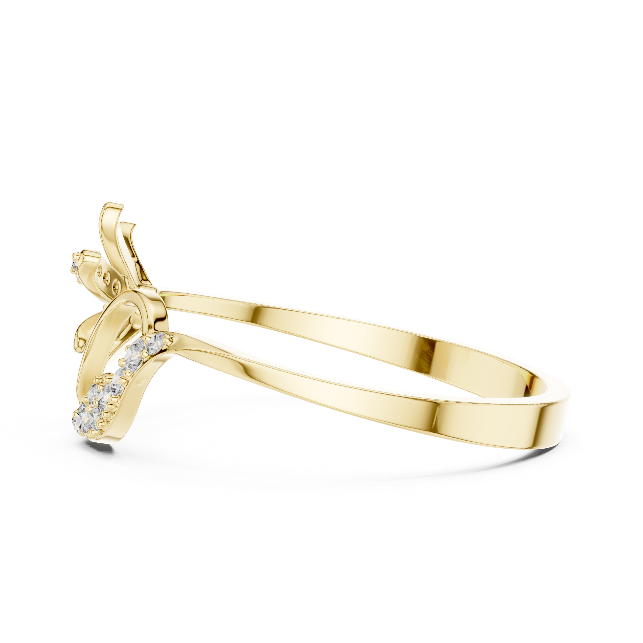 Floral Leaf Diamond Harmony Ring