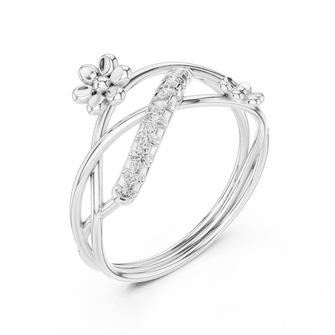 Blooming Curve Diamond Ring