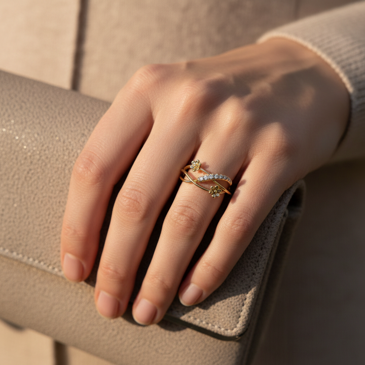 Blooming Curve Diamond Ring