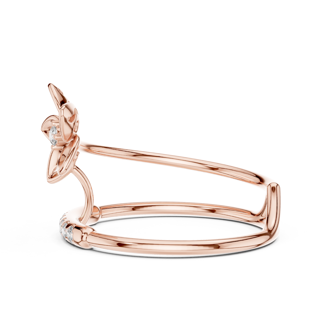 Twinned Flower Sparkle Ring