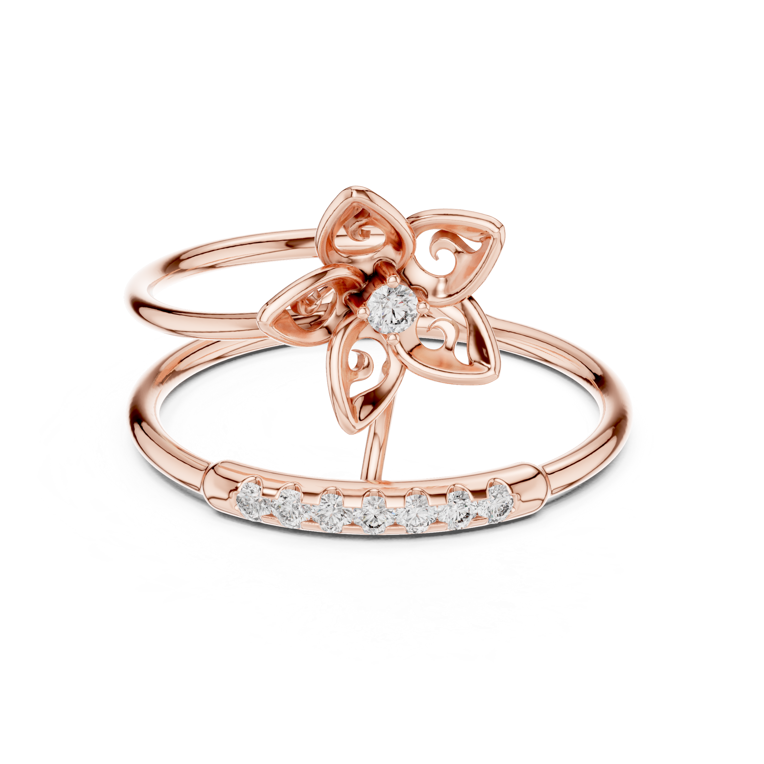Twinned Flower Sparkle Ring