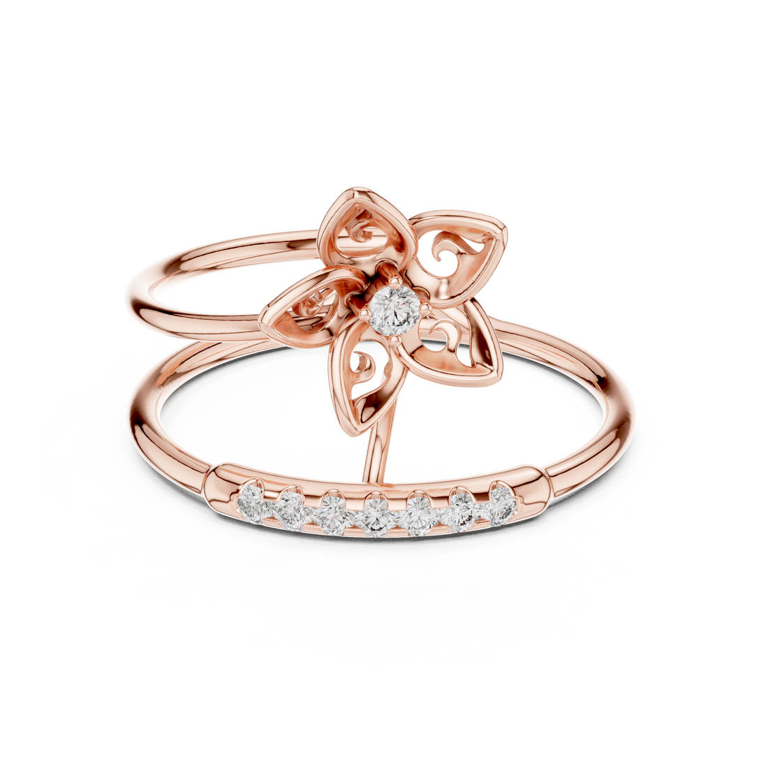 Twinned Flower Sparkle Ring