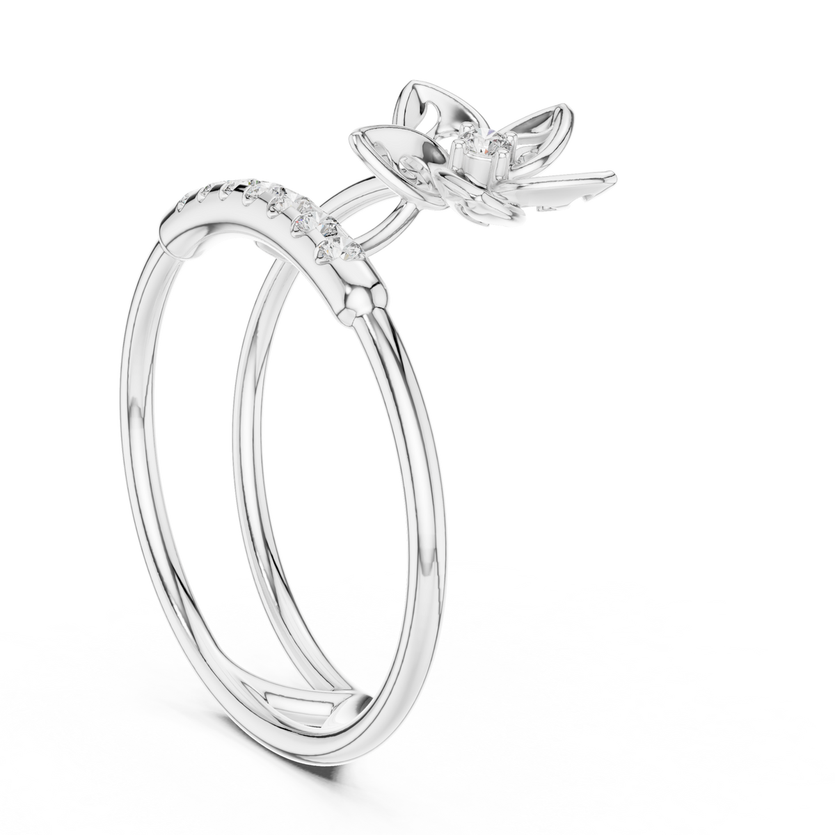 Twinned Flower Sparkle Ring