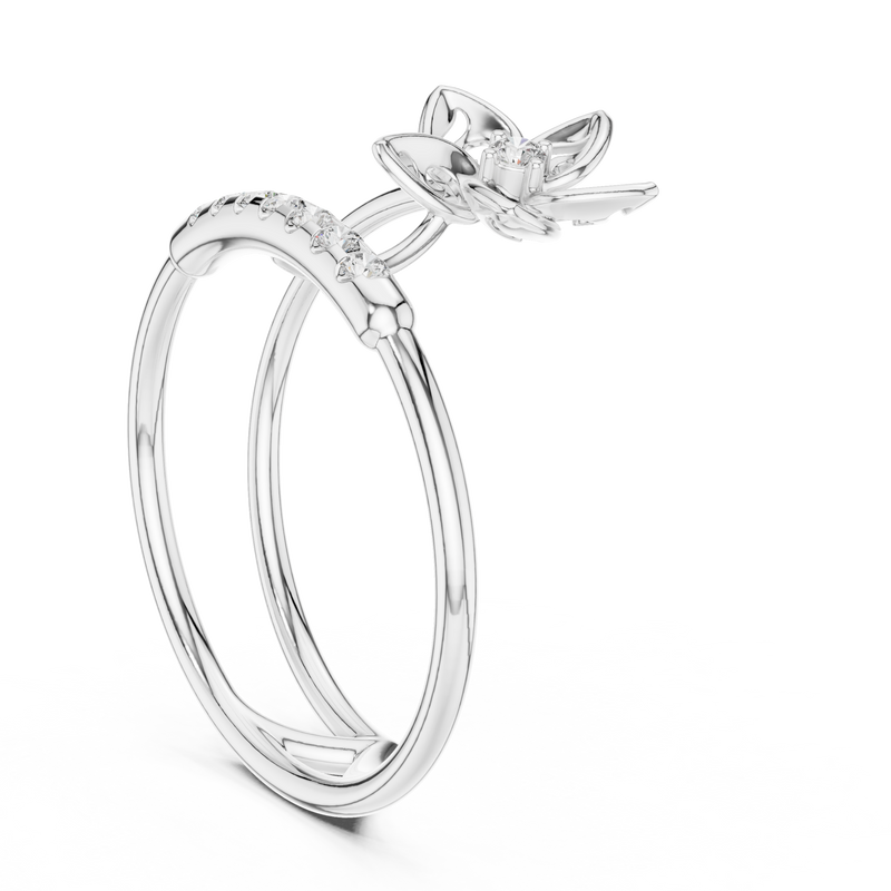 Twinned Flower Sparkle Ring