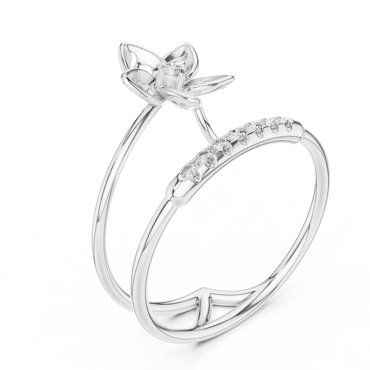 Twinned Flower Sparkle Ring