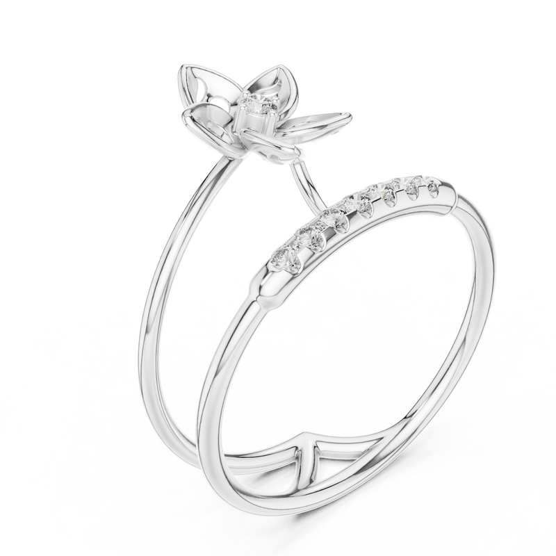 Twinned Flower Sparkle Ring