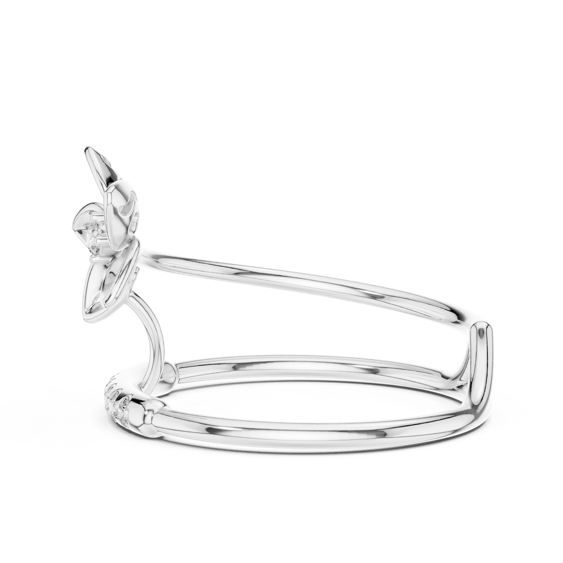 Twinned Flower Sparkle Ring