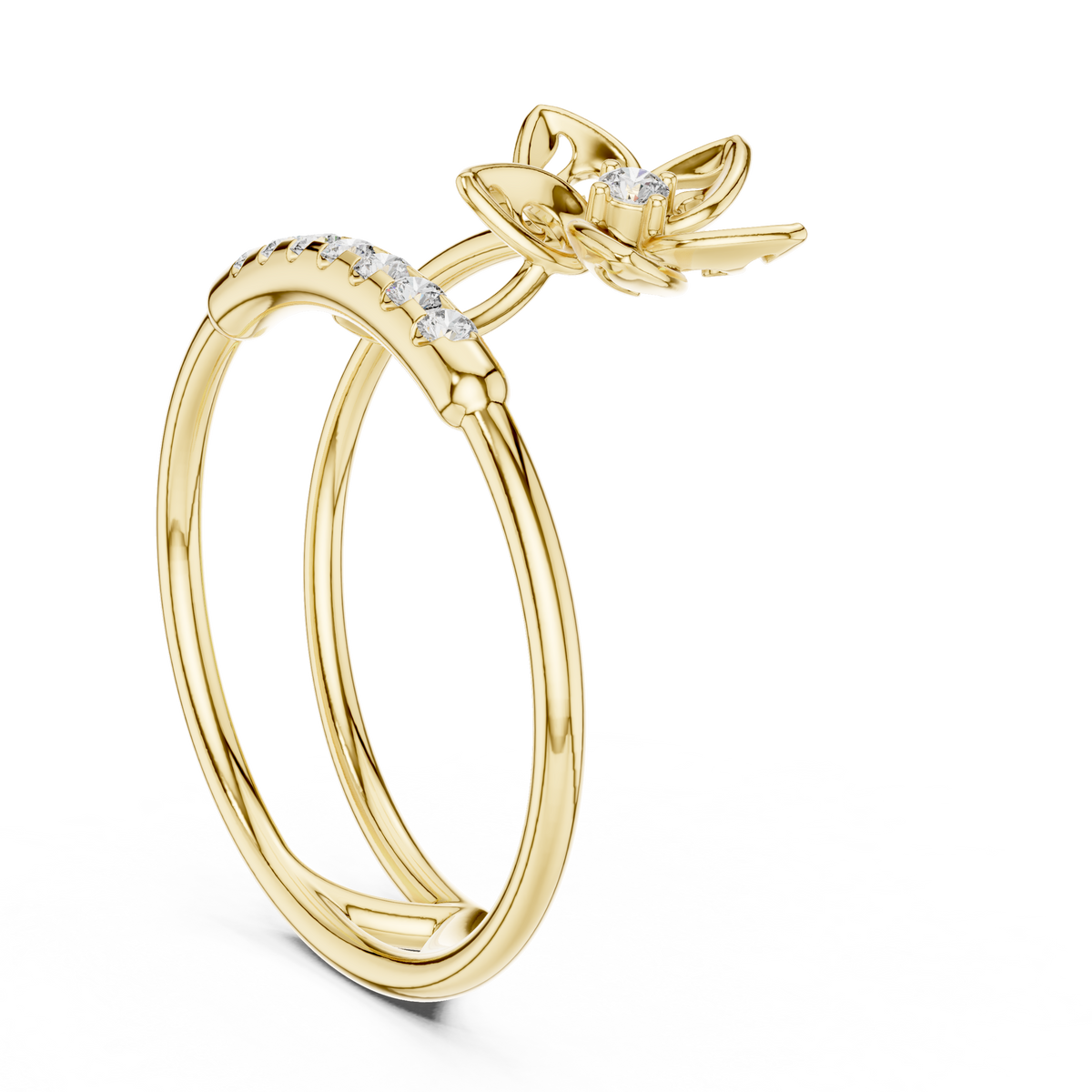 Twinned Flower Sparkle Ring