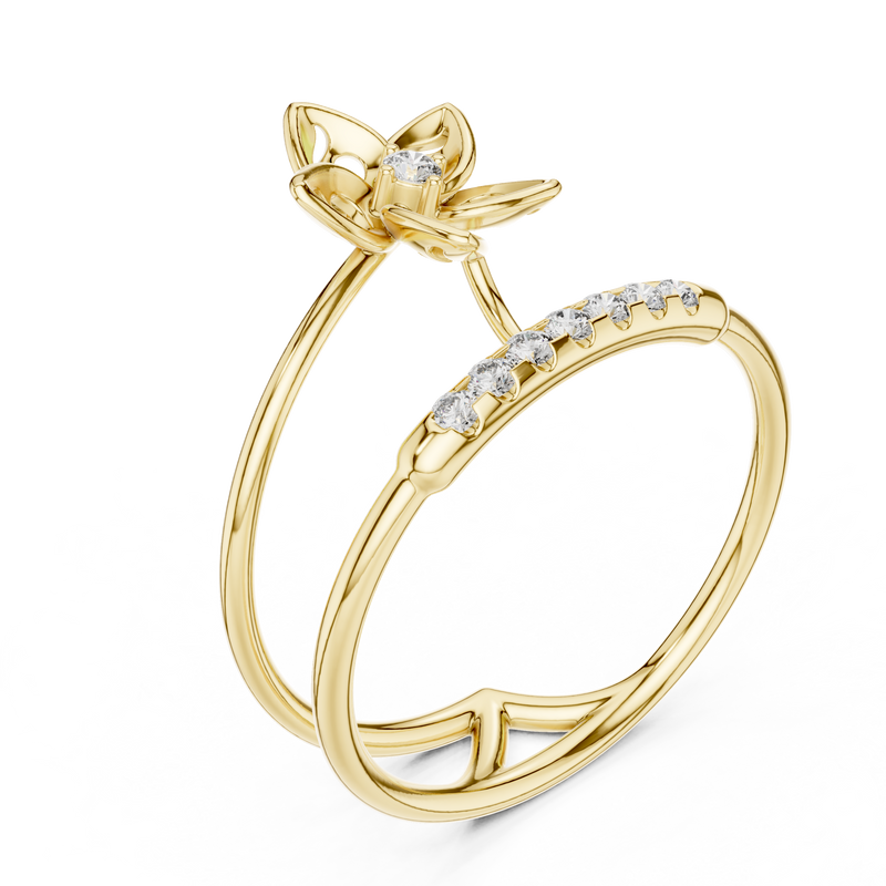 Twinned Flower Sparkle Ring