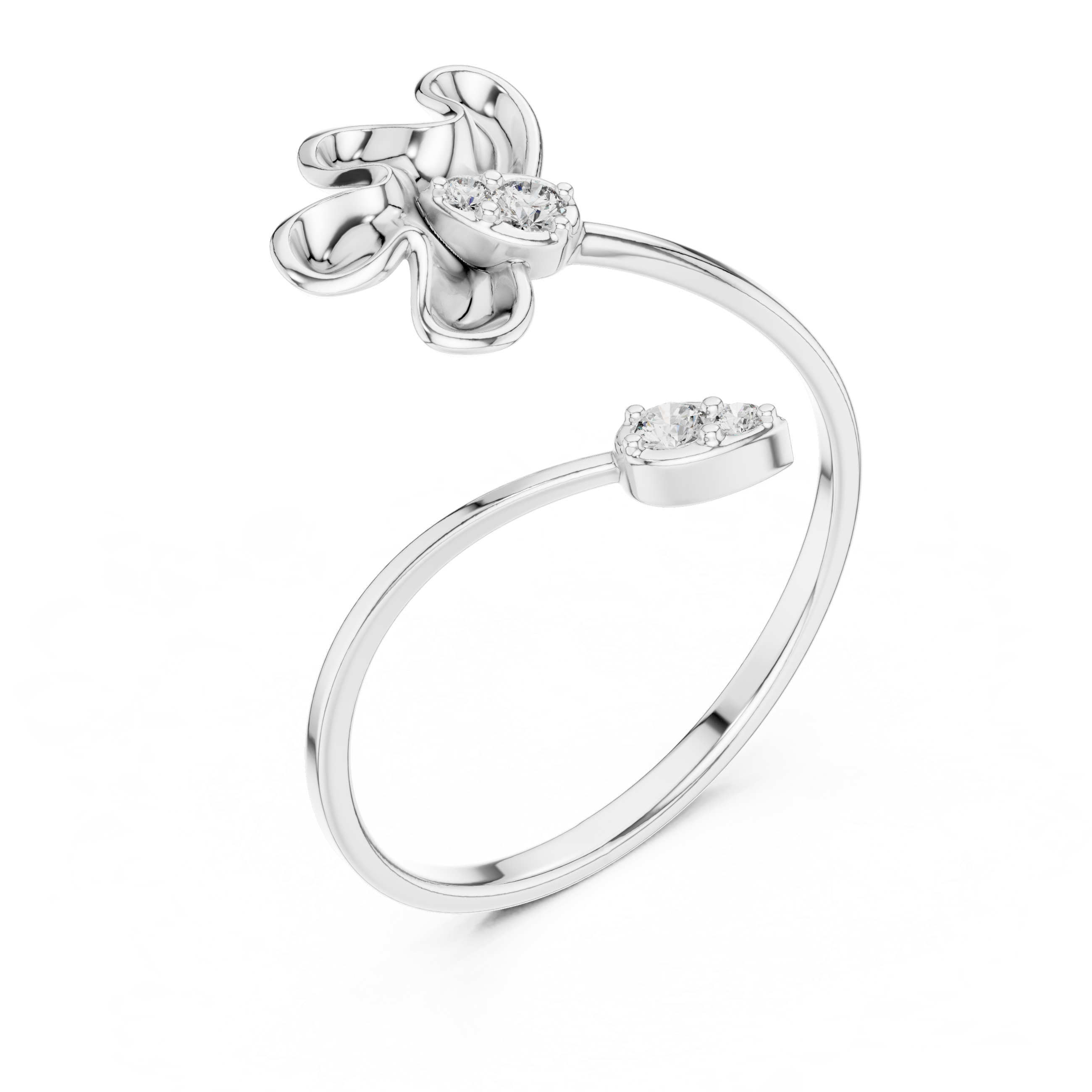 Delicate Petal Design Diamond Ring