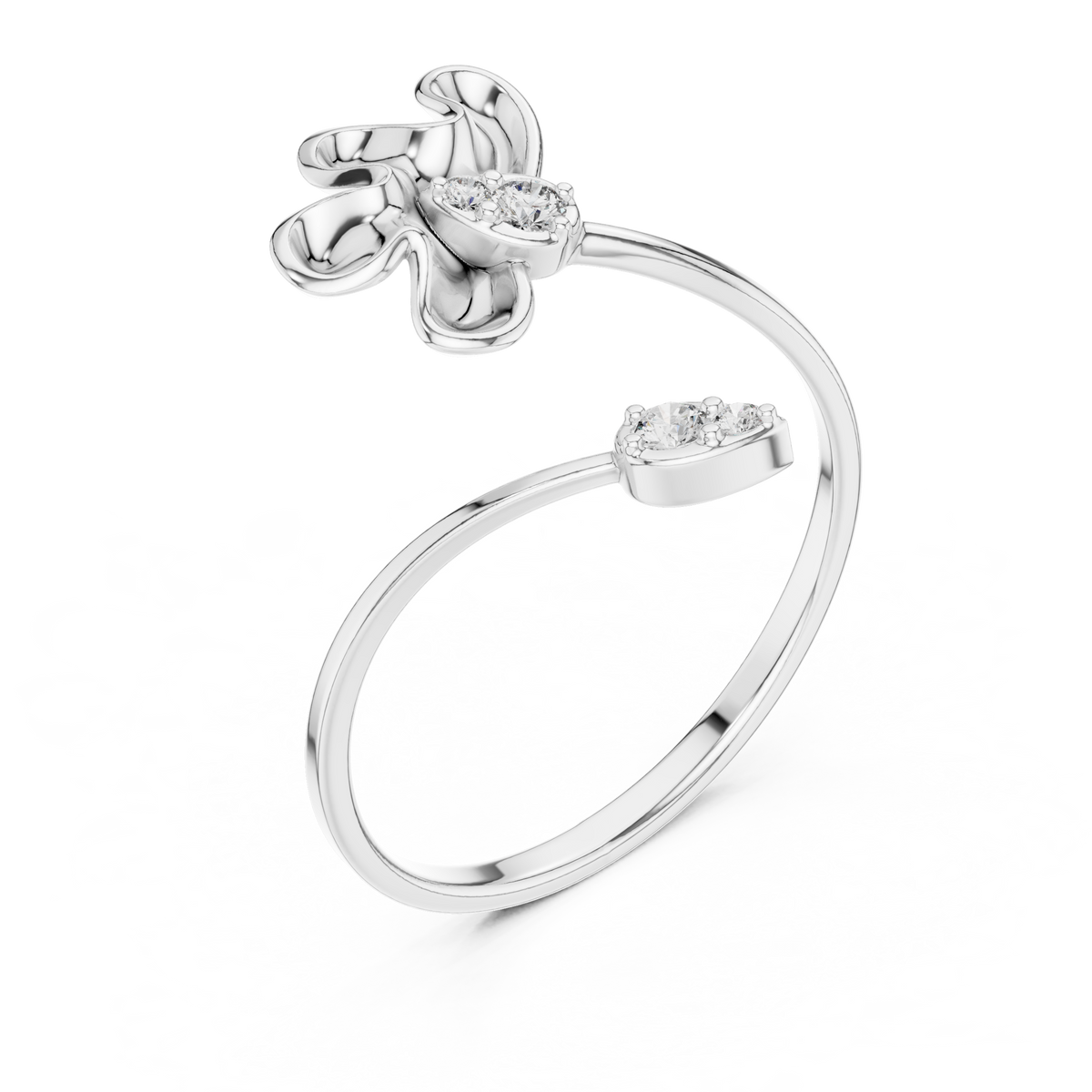 Delicate Petal Design Diamond Ring