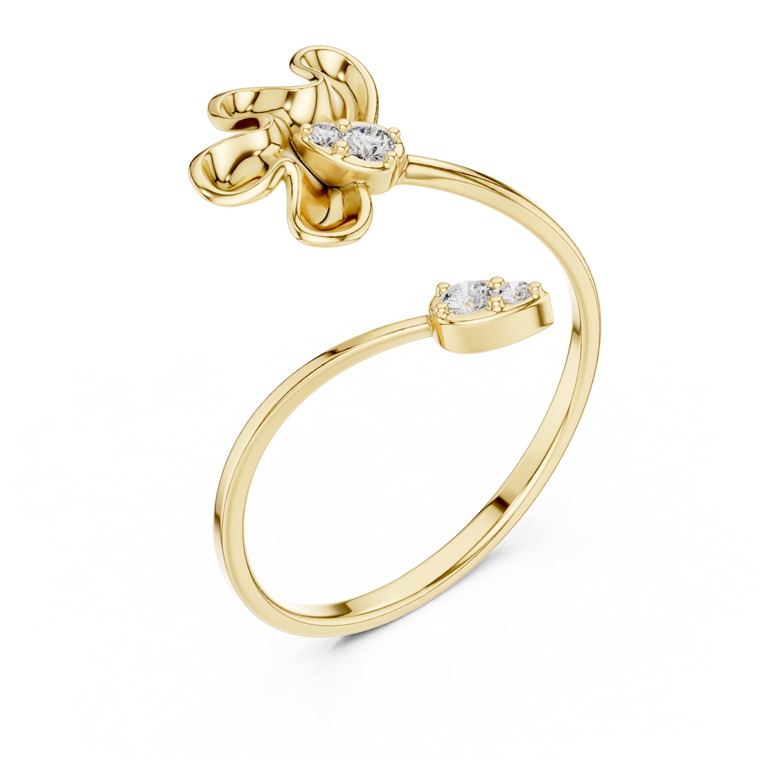 Delicate Petal Design Diamond Ring