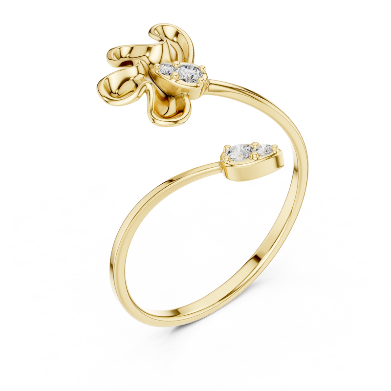 Delicate Petal Design Diamond Ring