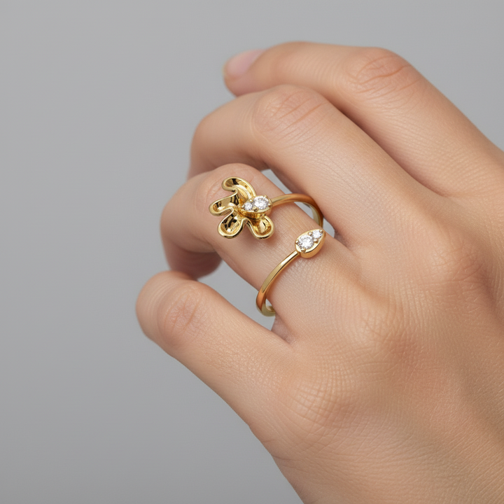 Delicate Petal Design Diamond Ring