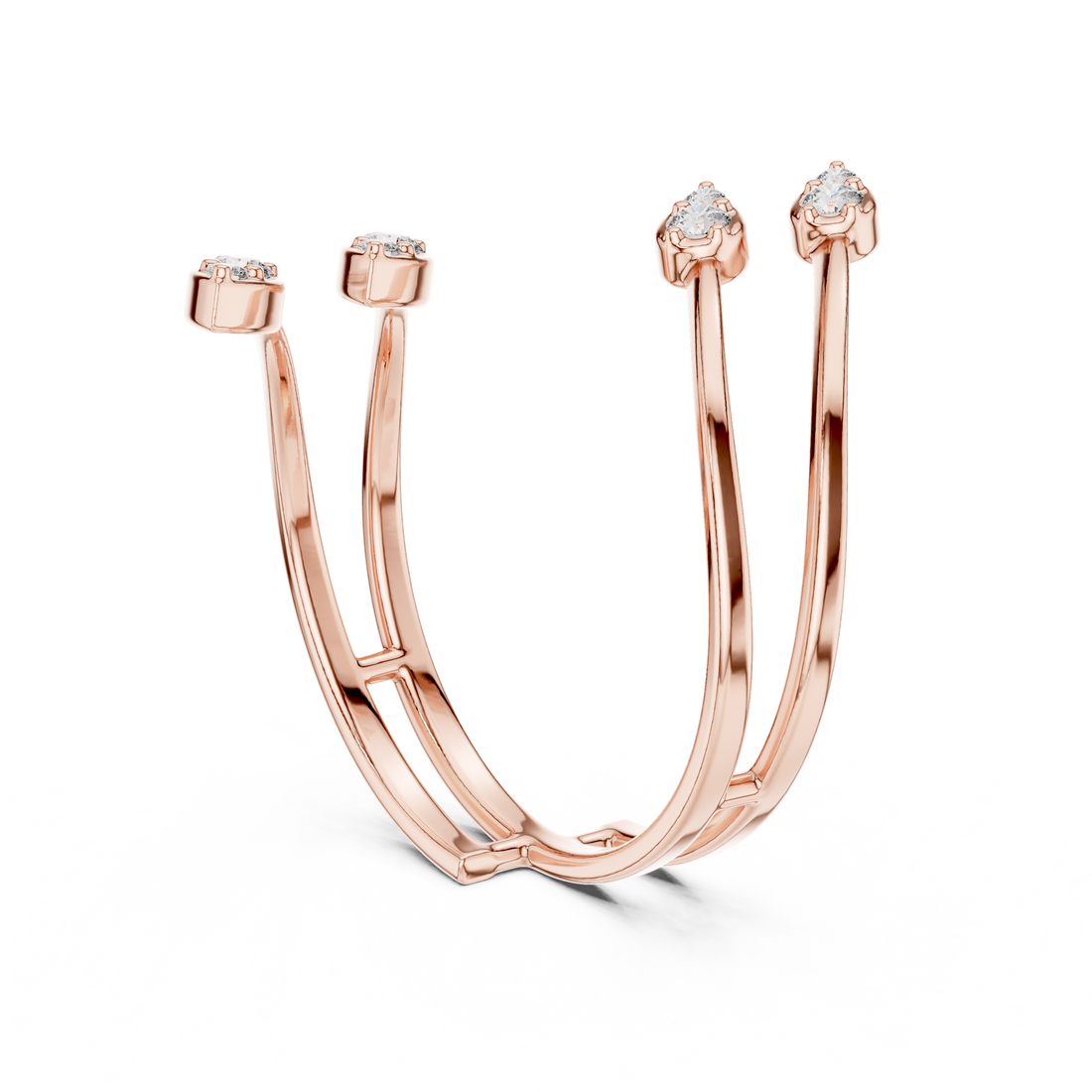 Multi-Leaf Diamond Open Wrap Ring