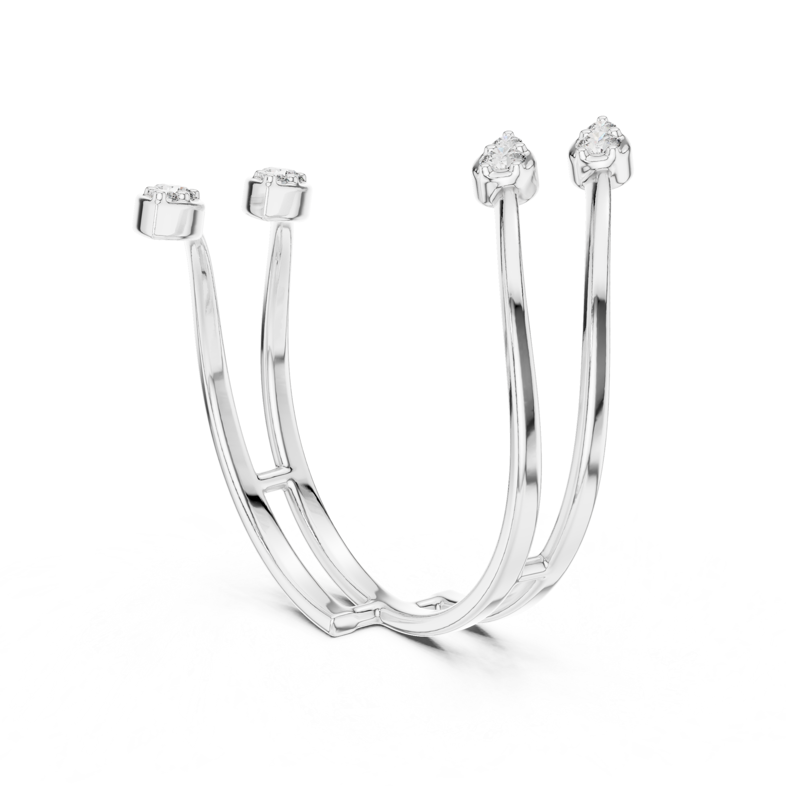 Multi-Leaf Diamond Open Wrap Ring