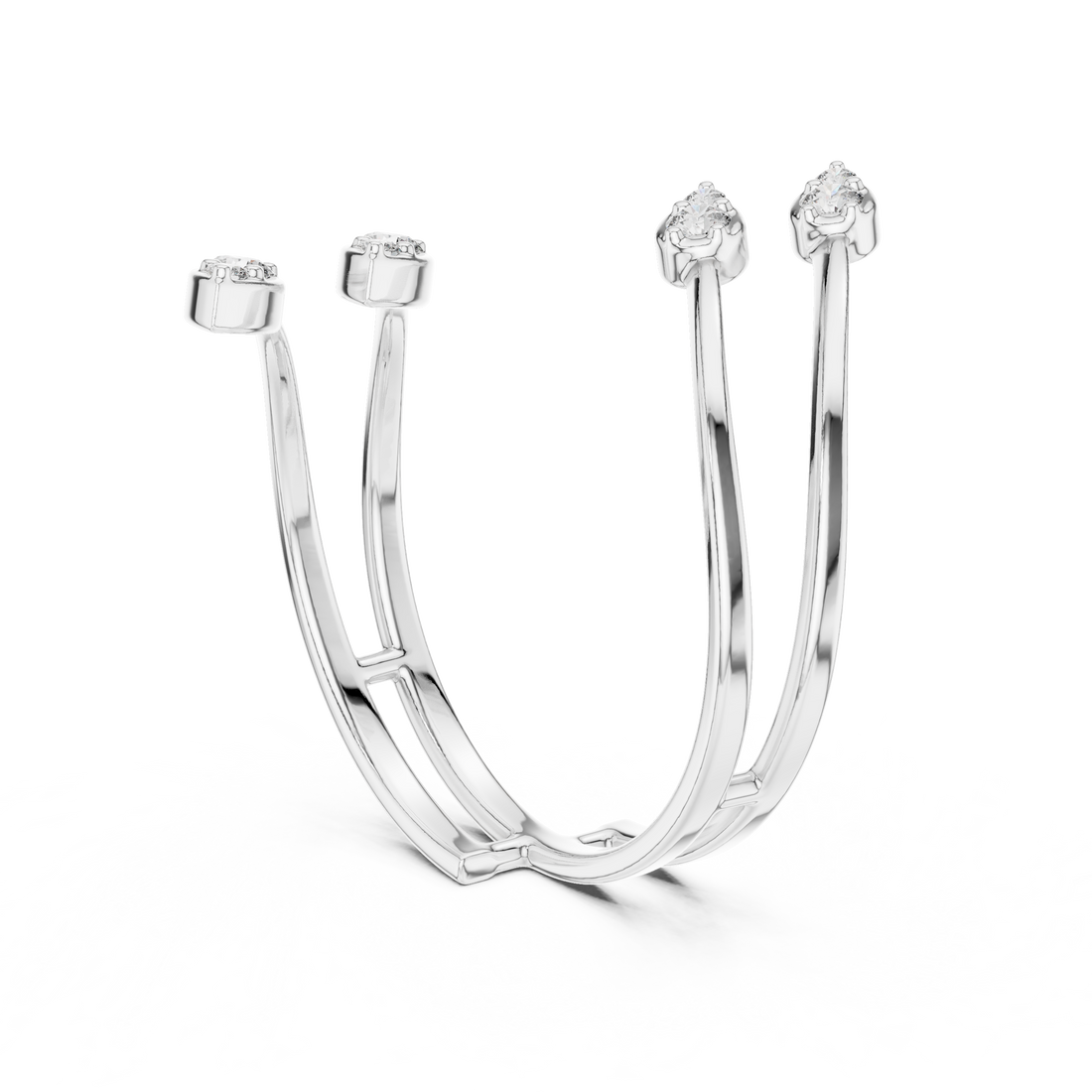 Multi-Leaf Diamond Open Wrap Ring