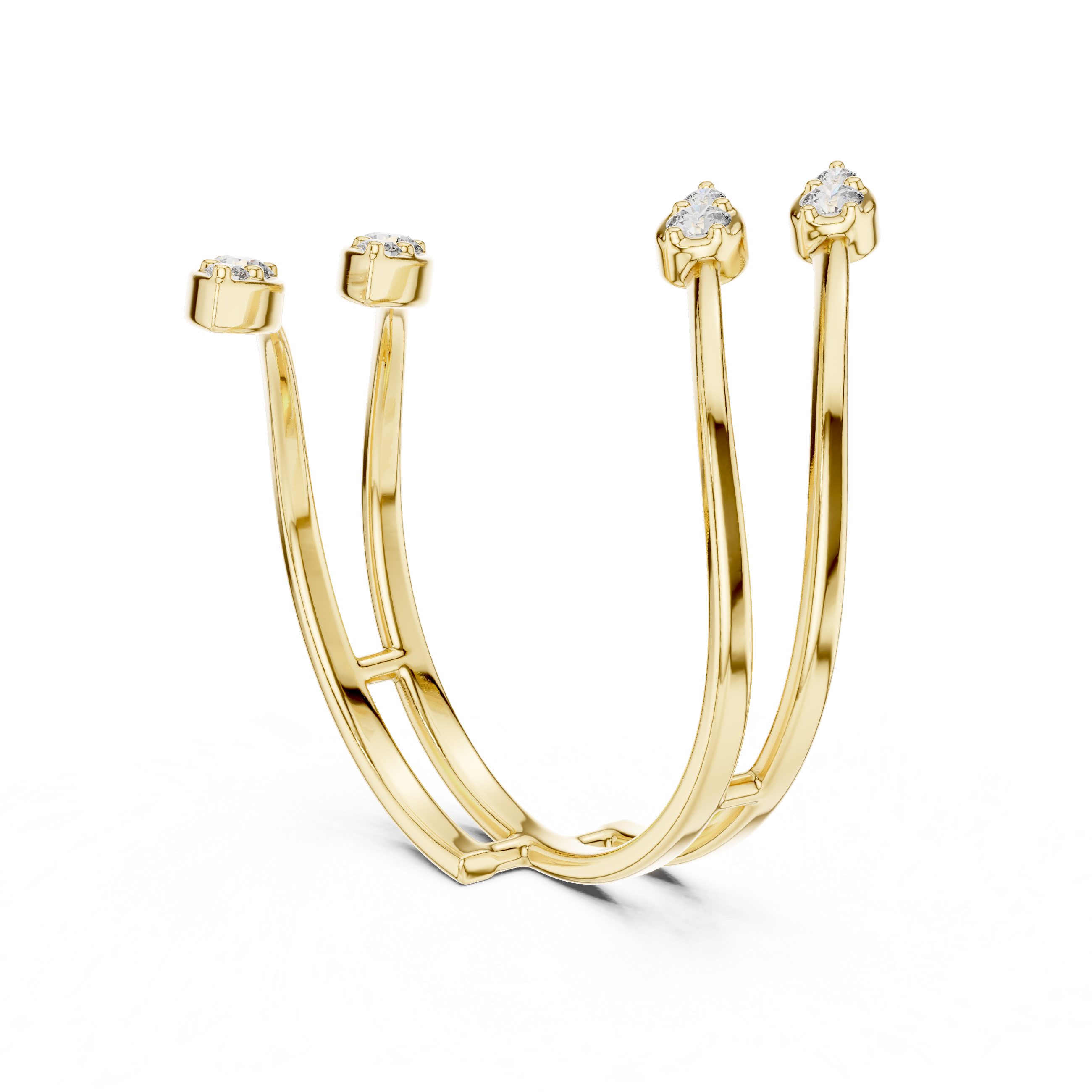 Multi-Leaf Diamond Open Wrap Ring