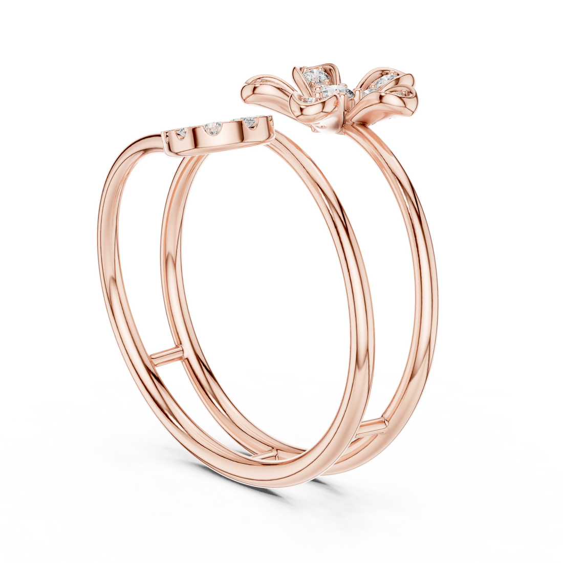Double Band Floral Diamond Ring